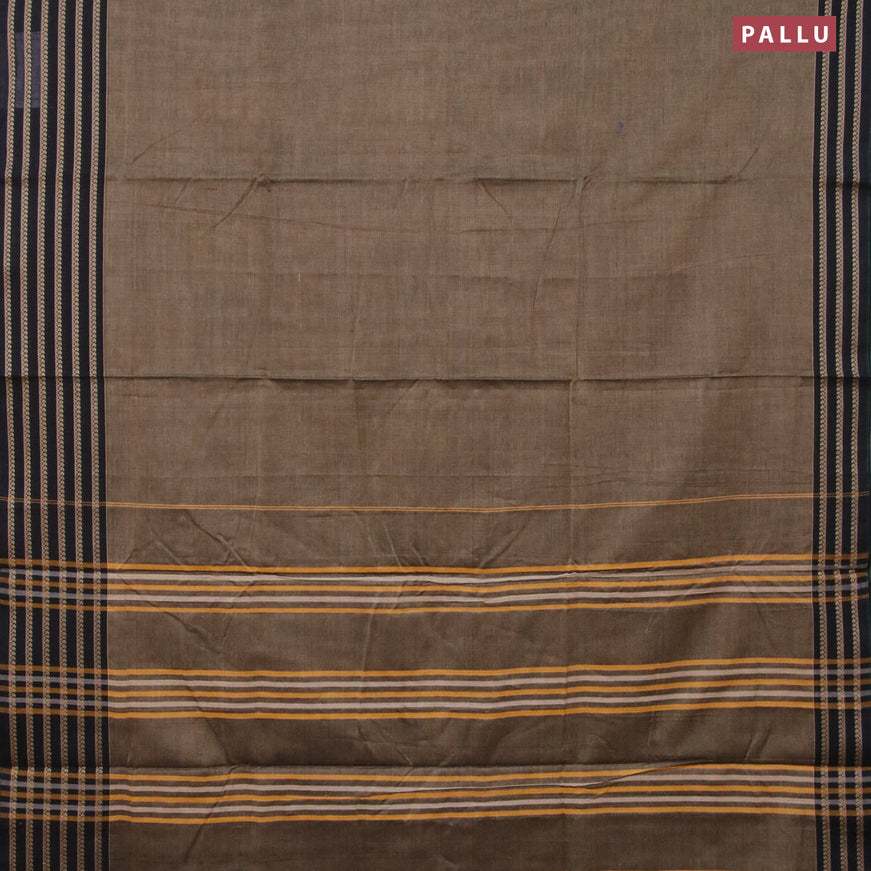 Narayanpet cotton saree grey and black with plain body and thread woven border
