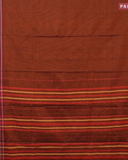 Narayanpet cotton saree rust shade and maroon with plain body and thread woven border