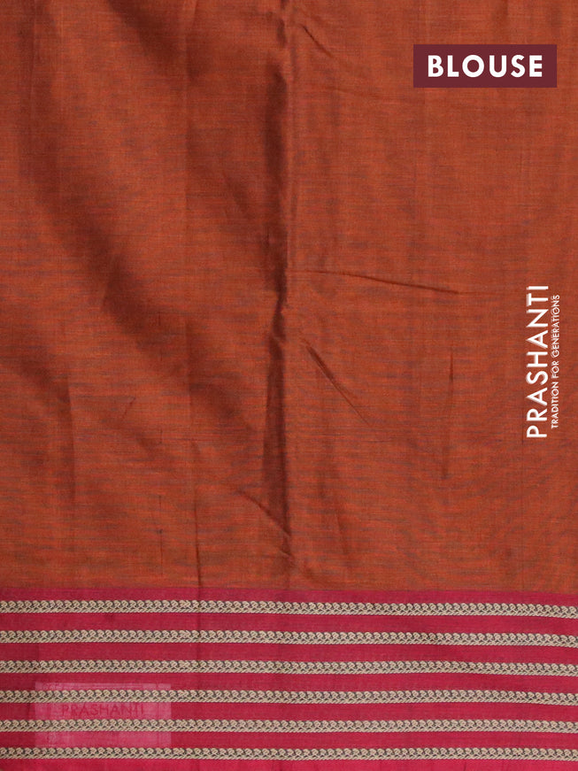 Narayanpet cotton saree rust shade and maroon with plain body and thread woven border