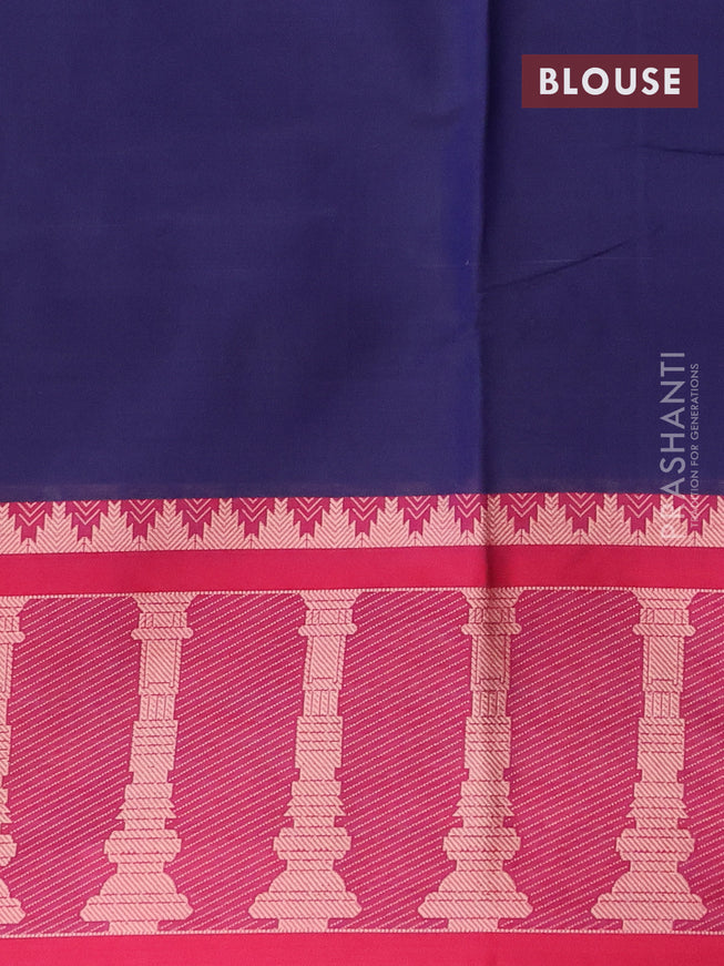 Narayanpet cotton saree navy blue and maroon with plain body and long temple design thread woven border