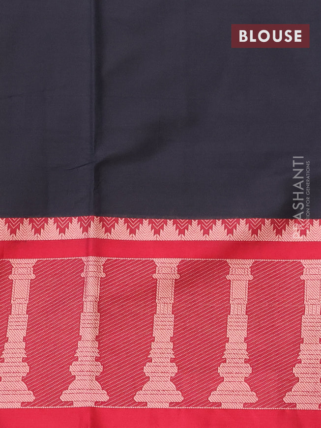 Narayanpet cotton saree black and maroon with plain body and long temple design thread woven border