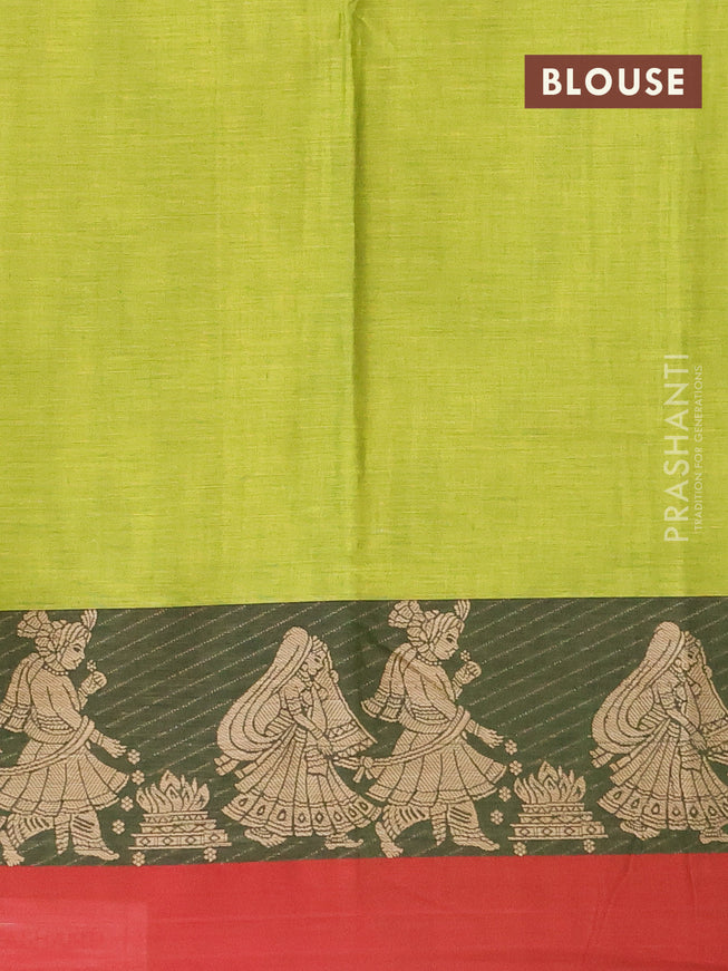 Narayanpet cotton saree light green and green maroon with plain body and thread woven butta border