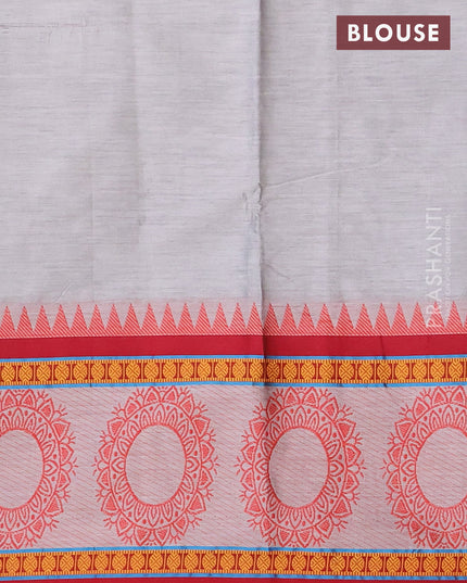 Narayanpet cotton saree grey and maroon with plain body and thread woven border