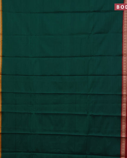 Narayanpet cotton saree green with plain body and ganga jamuna border