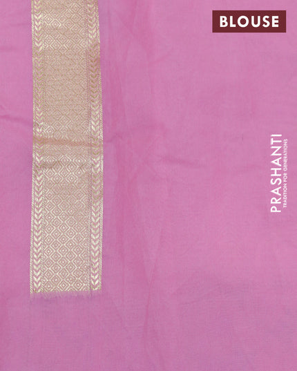 Banarasi cotton saree light pink with allover zari weaves and zari woven floral embroidery border