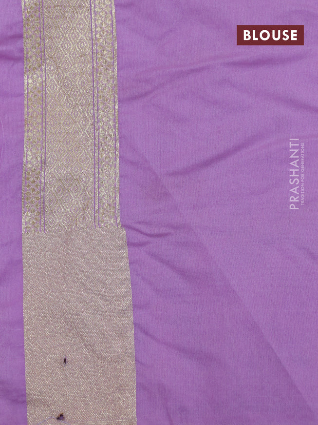 Banarasi cotton saree lavender with allover zari weaves and zari woven floral embroidery work border