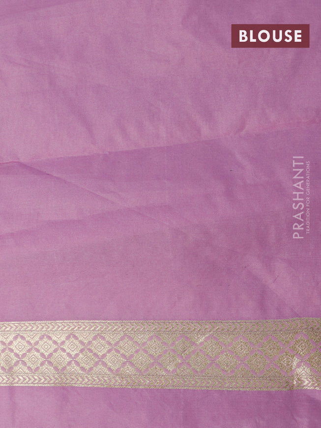Banarasi cotton saree lavender with allover zari weaves and zari woven embroidery work border