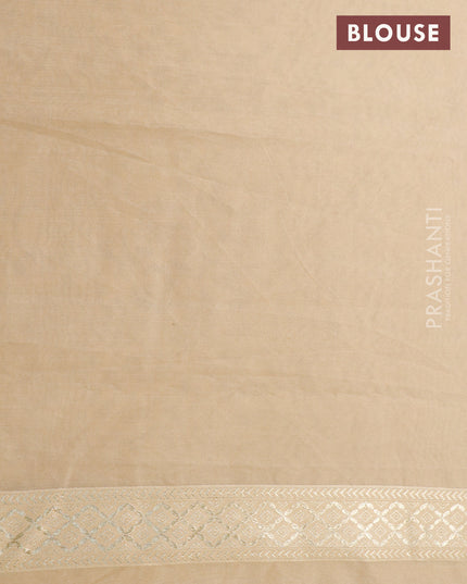 Banarasi cotton saree sandal with allover zari weaves and zari woven embroidery work border