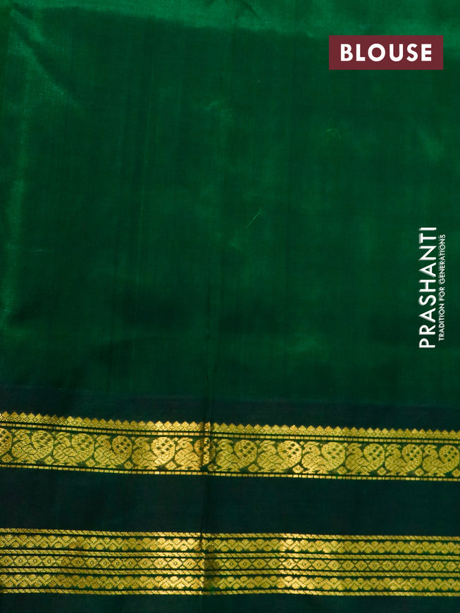 Silk cotton saree cream red and green with allover paalum pazhamum checks and rettapet zari woven korvai border