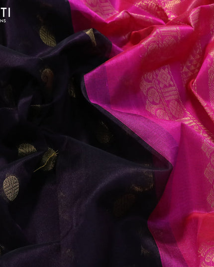 Kuppadam silk cotton saree jamun shade and pink with zari woven buttas and rich zari woven border