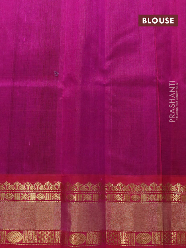 Kuppadam silk cotton saree jamun shade and pink with zari woven buttas and rich zari woven border
