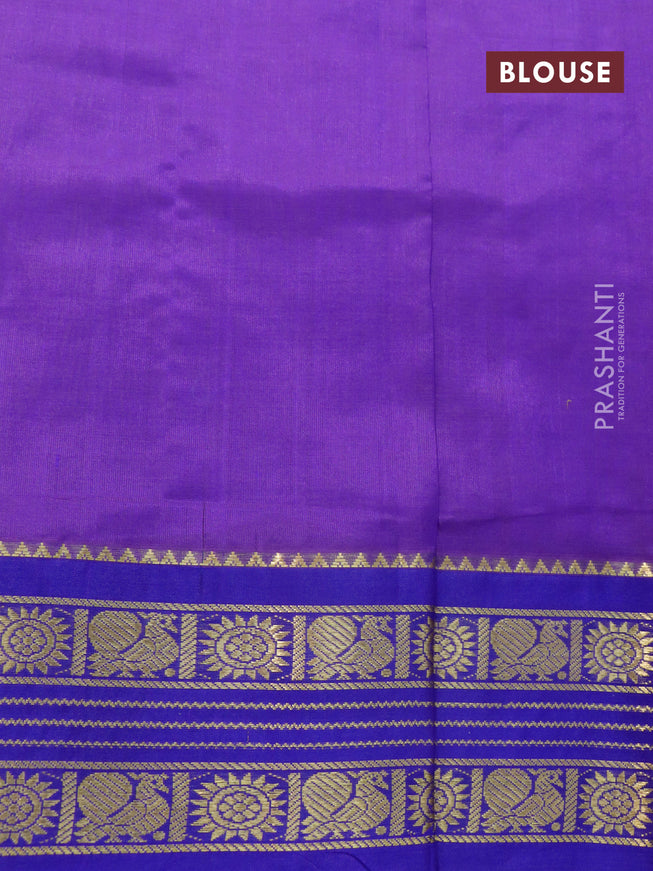 Kuppadam silk cotton saree cream and blue with allover zari checked pattern and rich zari woven border