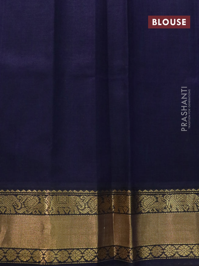 Kuppadam silk cotton saree teal green and navy blue with paisley & annam zari woven buttas and rich zari woven border