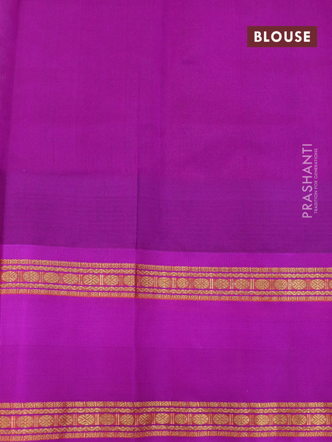 Kuppadam silk cotton saree pastel green and purple with annam zari woven buttas and temple design rettapet zari woven border