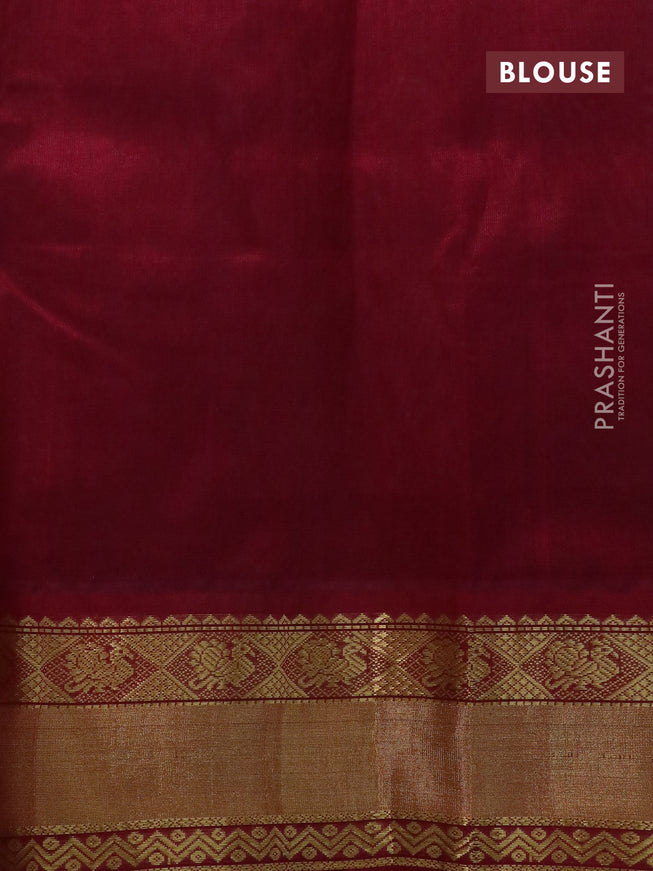 Kuppadam silk cotton saree off white and maroon with annam zari woven buttas and rich zari woven border