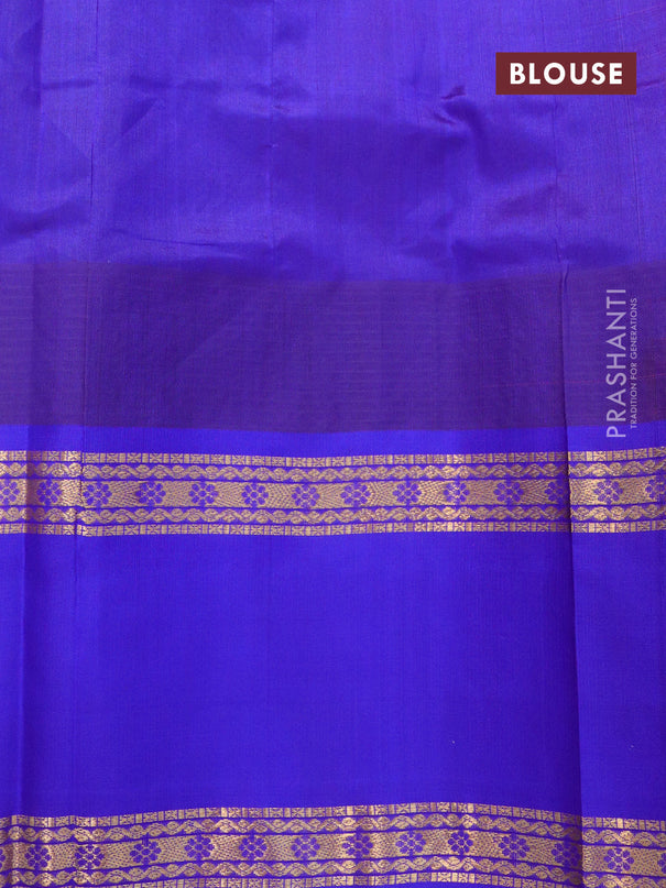 Kuppadam silk cotton saree pink and royal blue with zari woven buttas and long temple design zari woven butta border