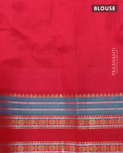 Kuppadam silk cotton saree lavender shade and red with allover thread checks & buttas and temple design zari woven border