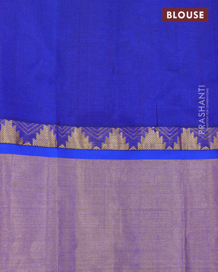 Kuppadam silk cotton saree pink and blue with allover zari checks & buttas and long zari woven border