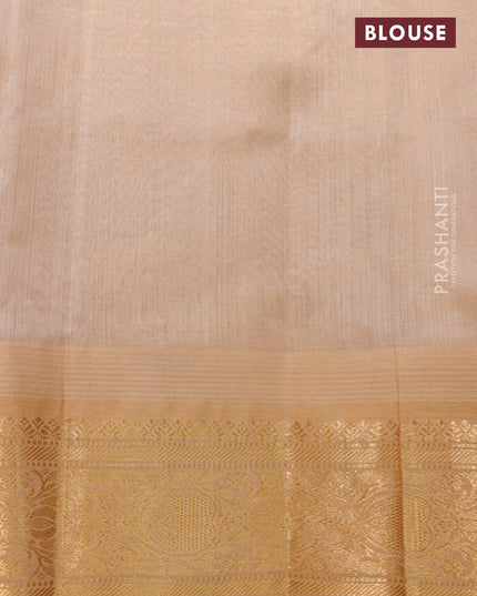 Kuppadam silk cotton saree maroon and sandal with allover vairaosi pattern & buttas and temple design zari woven border