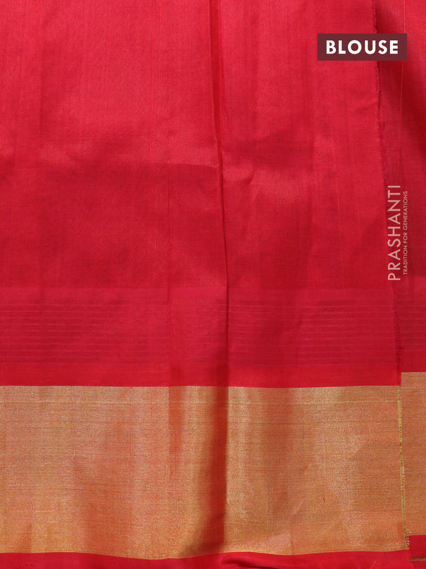 Kuppadam silk cotton saree black and red with plain body and temple design zari woven border