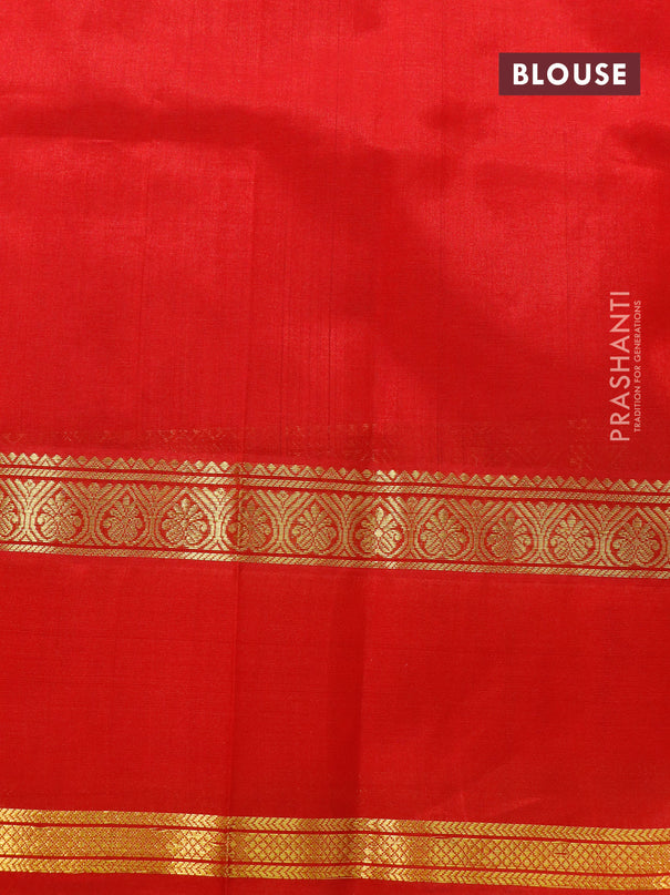 Kuppadam silk cotton saree off white and red with plain body and rettapet zari woven border