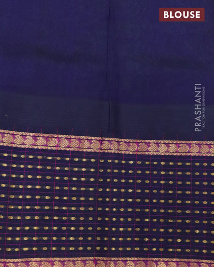 Kuppadam silk cotton saree pista green and navy blue with allover zari woven buttas and temple design paisley zari woven border
