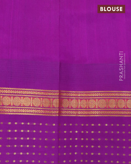 Kuppadam silk cotton saree teal blue and purple with zari woven buttas and temple design rudhraksha zari woven border
