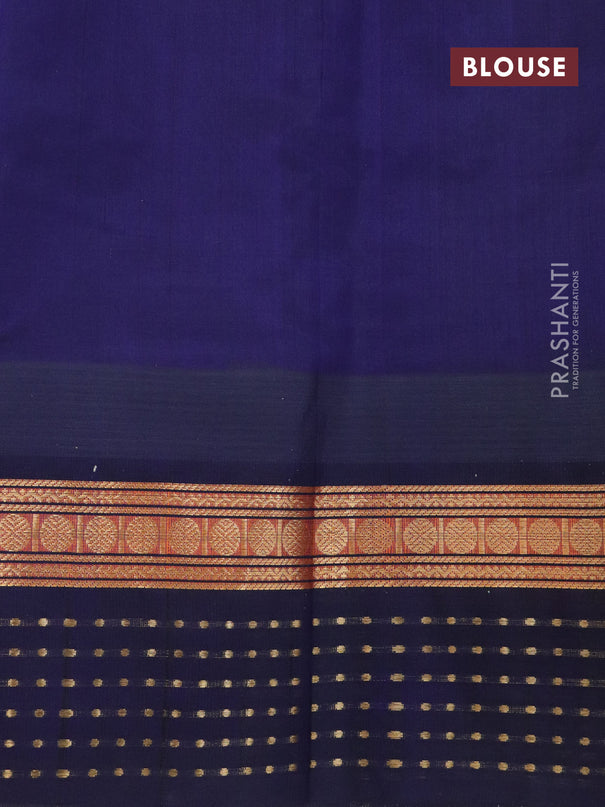 Kuppadam silk cotton saree grey and navy blue with zari woven buttas and temple design rudhraksha zari woven border