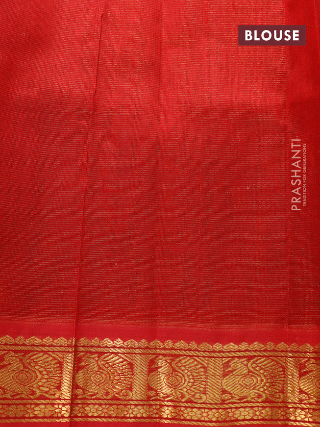 Silk cotton saree violet and red with allover vairosi pattern and annam zari woven korvai border