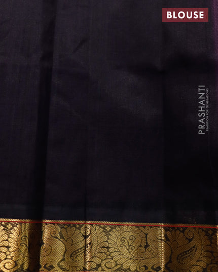 Silk cotton saree pink shade and black with annam zari woven buttas and annam & paisley zari woven border