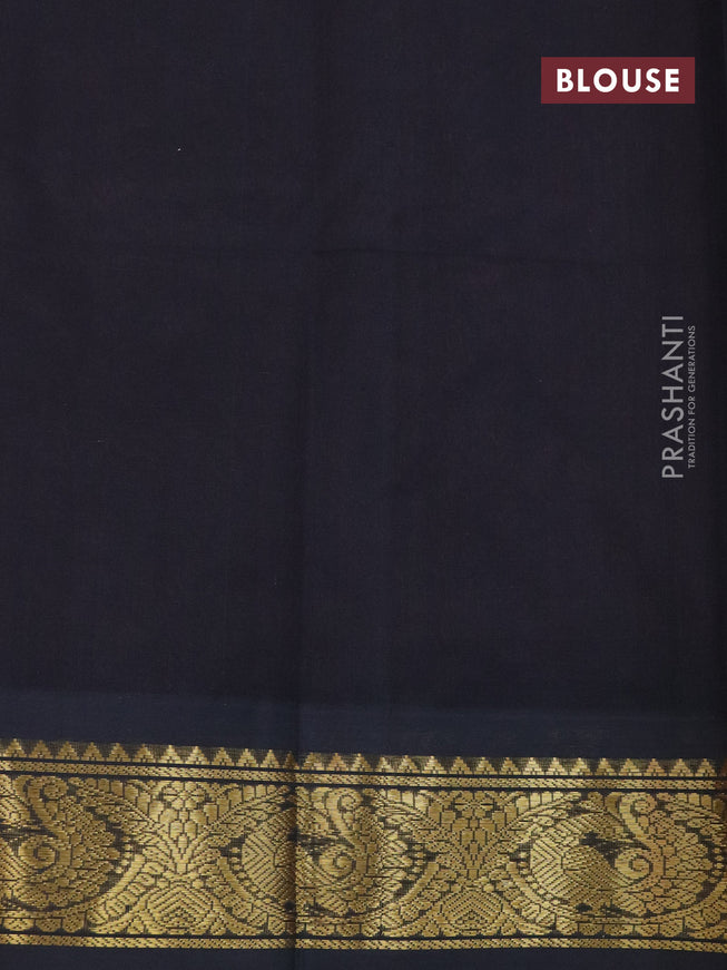 Silk cotton saree light pink and black with annam zari woven buttas and annam zari woven korvai border