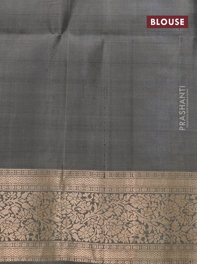 Ikat soft silk saree navy blue and grey shade with allover ikat weaves and floral zari woven border