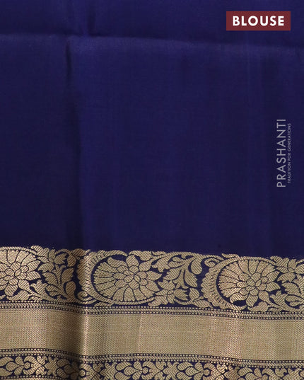 Ikat soft silk saree off white grey and navy blue with allover ikat weaves and floral zari woven border