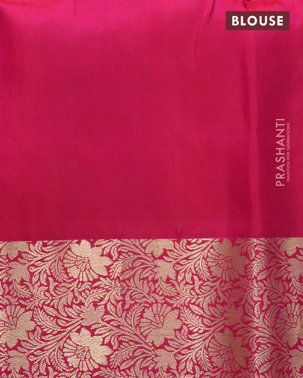 Ikat soft silk saree mehendi green and dual shade of pink with allover ikat weaves and floral zari woven border