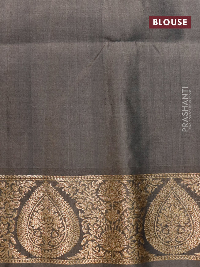 Ikat soft silk saree peacock green and grey with allover ikat weaves and zari woven border