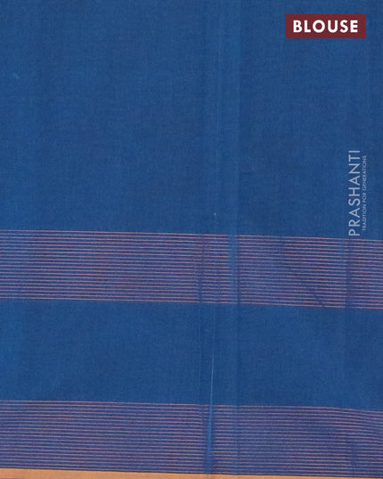 Nithyam cotton saree peacock blue and dual shade of maroon with copper zari & thread woven buttas and simple border