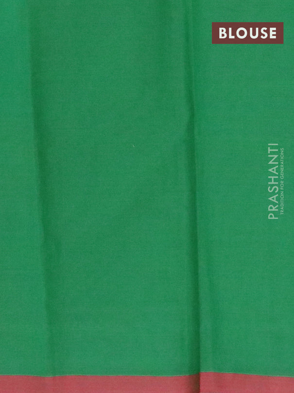 Nithyam cotton saree green and maroon with allover thread checks & buttas and simple border