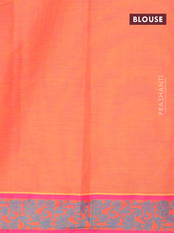 Nithyam cotton saree dual shade of orange and pink with thread woven buttas and thread woven border