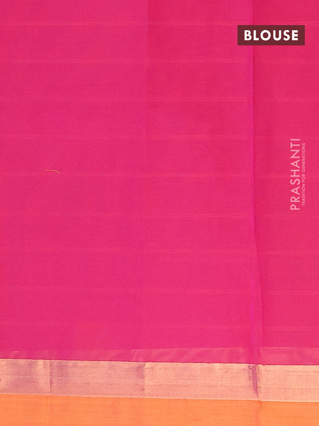 Nithyam cotton saree magenta pink and mustard yellow with thread woven buttas and zari woven simple border