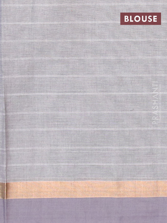 Nithyam cotton saree grey and dark grey with thread woven buttas and zari woven simple border