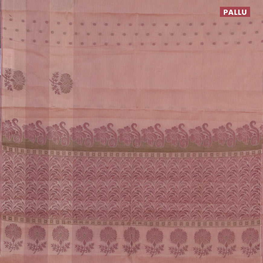 Nithyam cotton saree pastel brown shade with allover thread woven buttas in borderless style