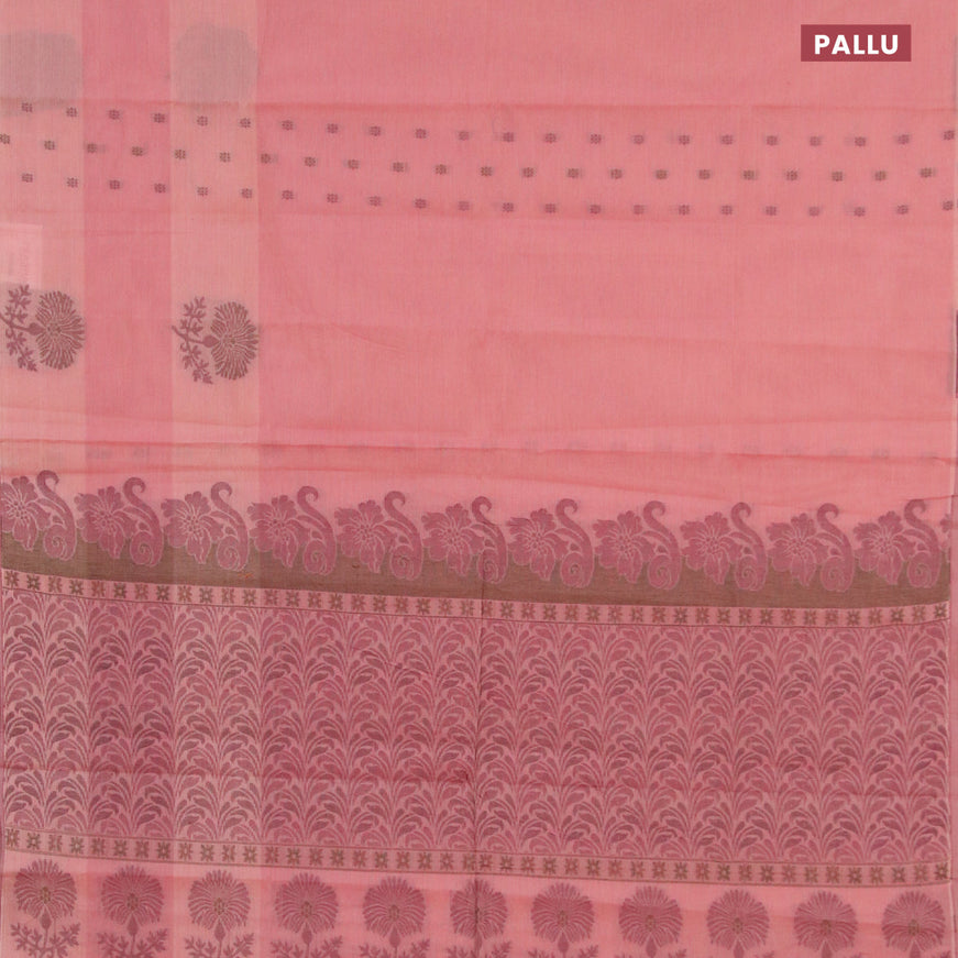 Nithyam cotton saree maroon shade with allover thread woven buttas in borderless style
