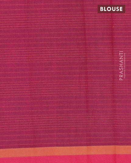 Nithyam cotton saree dark magenta and maroon shade with allover thread checks & buttas and simple border