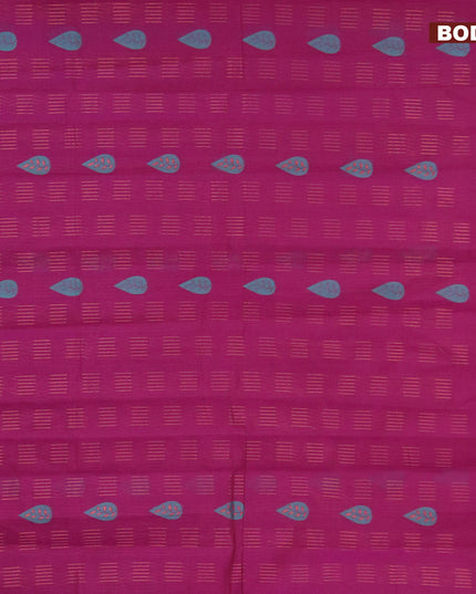 Nithyam cotton saree purple and jamun shade with allover copper zari & thread woven buttas and simple border
