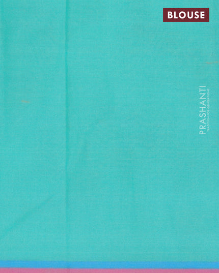 Nithyam cotton saree teal blue and pink with allover thread checks & buttas and simple border