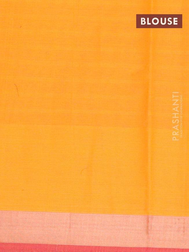 Nithyam cotton saree mango yellow and maroon shade with thread woven buttas and zari woven border