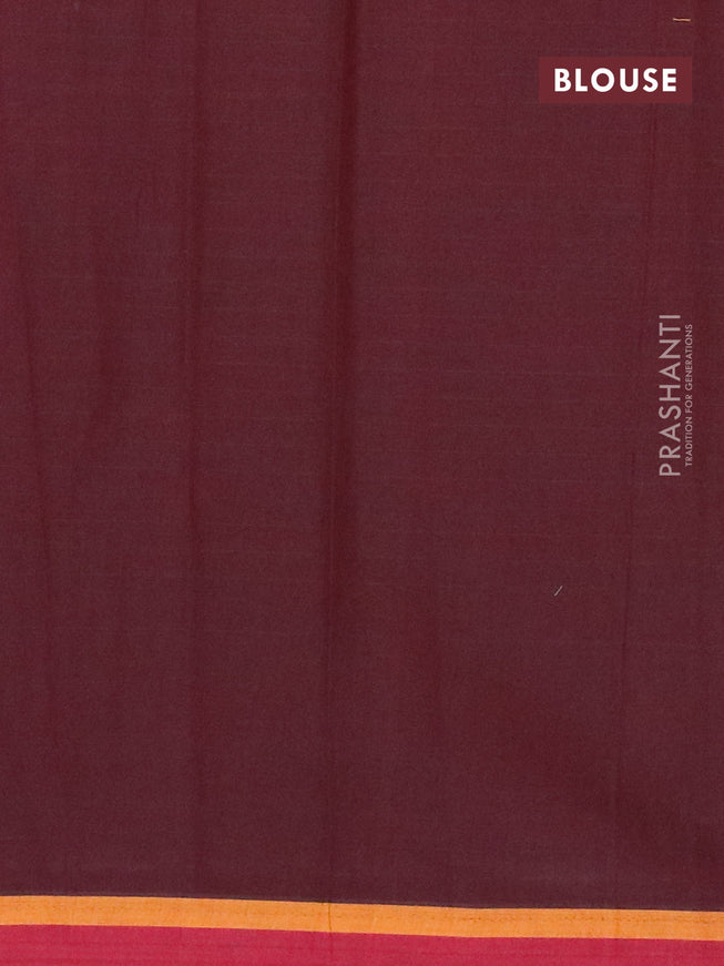 Nithyam cotton saree deep coffee brown and maroon with allover copper zari & thread woven buttas and simple border