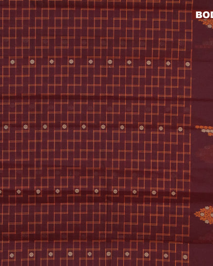 Nithyam cotton saree deep maroon and maroon with allover thread checks & buttas and simple border