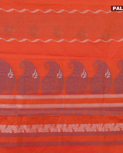 Nithyam cotton saree dual shade of orange and pink with thread & zari weaves buttas and zari woven border