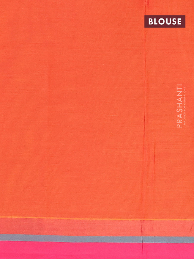 Nithyam cotton saree dual shade of orange and pink with thread & zari weaves buttas and zari woven border